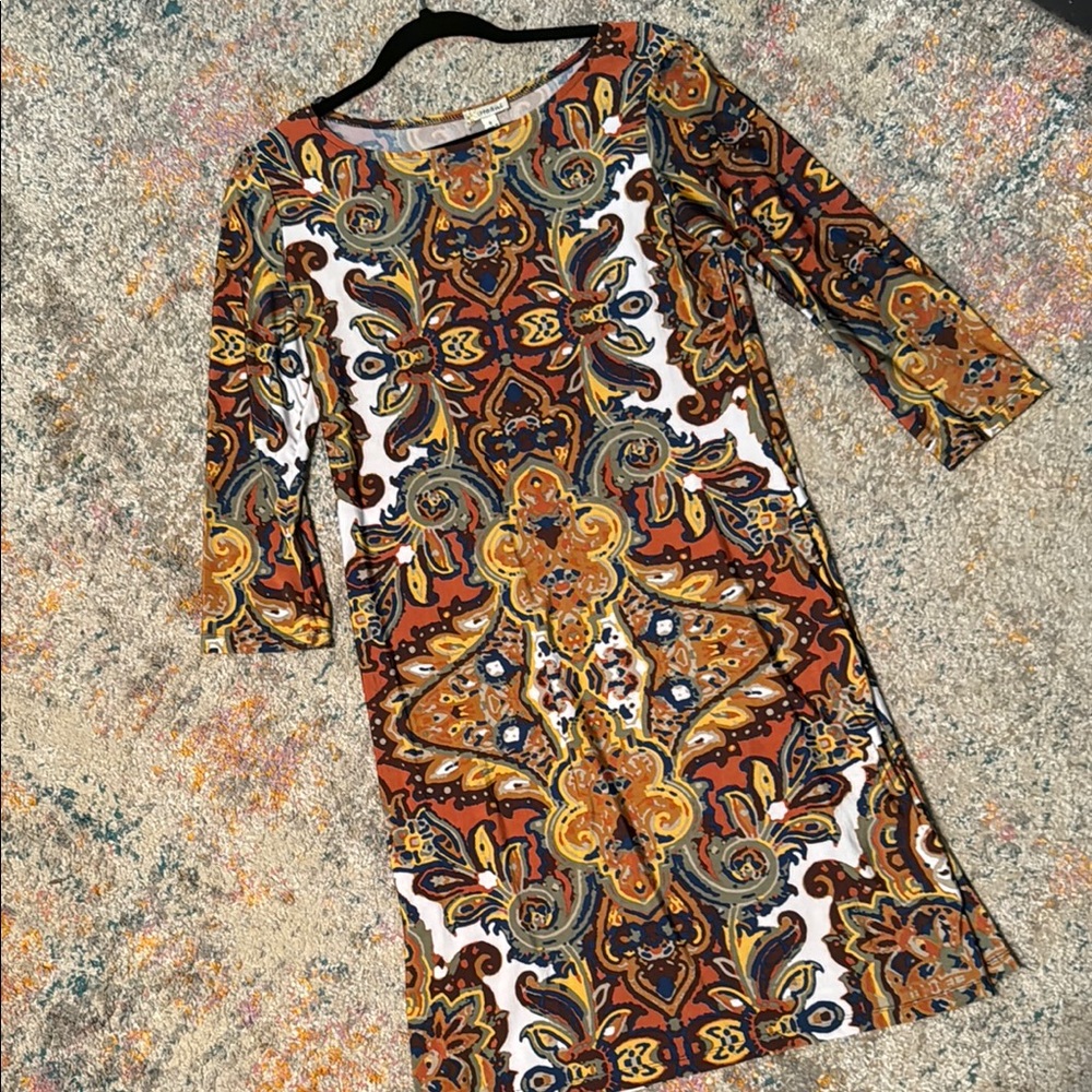 Haani Easy to Wear Slip On Multicolor Patterned Dress S